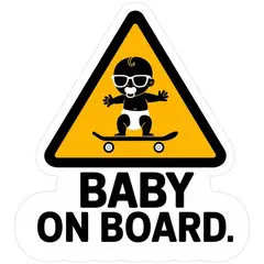 GENERICO - Sticker “Baby On Board” – Bebé en Patineta | 15x10 cm