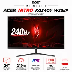 ACER - MONITOR GAMER NITRO KG240Y - 24” - IPS - FHD - 240Hz - 1ms - HDMI + DisplayPort - AMD FreeSync