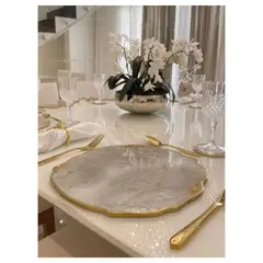 DAMMAR - Set x 6 Individuales y portavasos en resina Frosten dorado