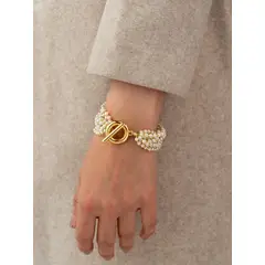 AVEMARIA - Pulsera Perlas y Broche + Aretes