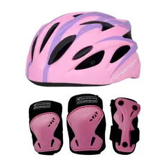 CANARIAM - Kit Protección Para Patinaje C1 + Casco Nova Talla S Color Rosado