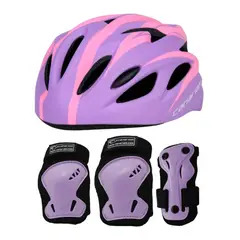 CANARIAM - Kit Protección Para Patinaje C1 + Casco Nova Talla S Color LilaRosado