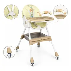 BEBESUNITA - REF 803BD Silla Comedor Bebe 3 En 1 Con Reposapies Cinturón Seguridad