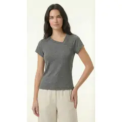 BELIFE - Camiseta cuello asimétrica azul medieval para mujer