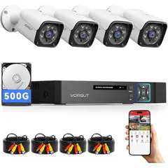 GENERICO - Cámaras Vorgu Kit Dvr 8ch + 4 Cámaras Hd 3mpx + Disco 500tb