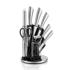 GENERICO - Juego De Cuchillos Cocina Acero Inoxidable 8 Piezas + Base