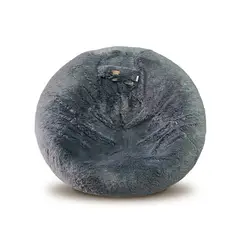 GENERICO - Puff burbuja en tela peluche pelo semi- largo color gris