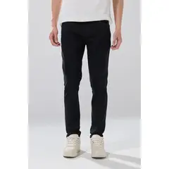 KOAJ - Jean skinny infaltables negro tiro bajo con ajuste ceñi Hombre