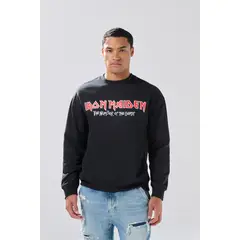 KOAJ - Buzo negro cuello redondo con arte de Iron Maiden Hombre
