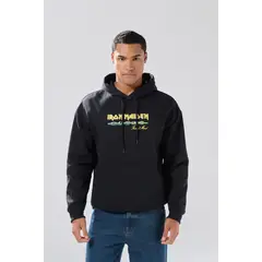 KOAJ - Buzo oversize negro con capota y diseños de Iron Maiden Hombre