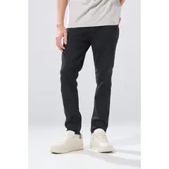 KOAJ - Jean negro tipo skinny con cremallera y tiro bajo Hombre