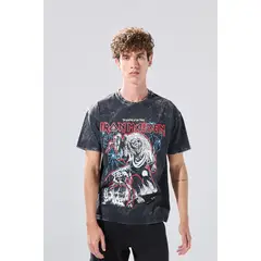 KOAJ - Camiseta de Iron Maiden negra oversize con manga corta Hombre