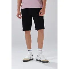 KOAJ - Bermuda negra de jean slim tiro bajo con bolsillos Hombre