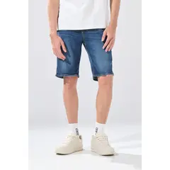 KOAJ - Bermuda infaltables slim de jean azul oscura con tiro b Hombre