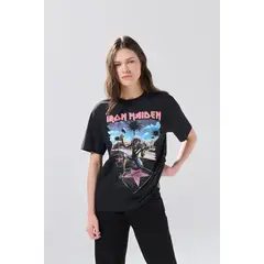KOAJ - Camiseta de Iron Maiden negra cuello redondo en algodón Mujer