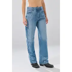 KOAJ - Jean 90´S infaltables azul claro con diseños y tiro alt Mujer