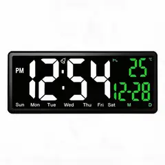 POLASUP - Reloj Digital LED Pantalla Grande Multifuncional con Calendario, Temperatura y Alarma