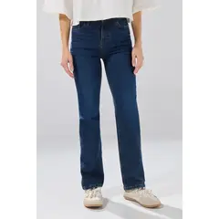 KOAJ - Jean straight leg azul oscuro infaltables con tiro alto Mujer