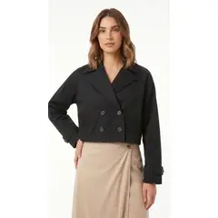 BELIFE - Chaqueta negra corta para mujer