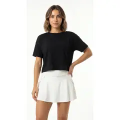 BELIFE - Camiseta deportiva negra manga corta para mujer