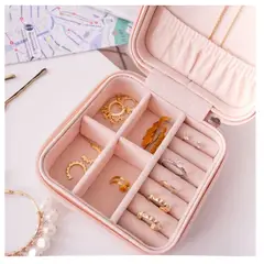 GENERICO - Caja Joyero Compacto Elegante con Compartimentos para Aretes Collares Anillos Pulseras