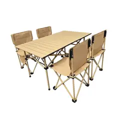 GENERAL - Mesa Plegable Camping + 4 Sillas Set 5 Piezas Portátil Aluminio EA777