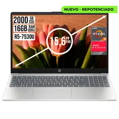 HP - Portatil 15 Amd Ryzen 5 7530U SSD 2TB RAM 16GB LED 15.6"