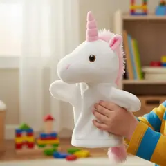 JUGANDO Y EDUCANDO - Títere Didáctico De Peluche Unicornio Para Niños