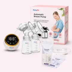 BABY ON - Extractor De Leche Doble Eléctrico Recargable + BOLSAS - 3 Modos 9 Niveles