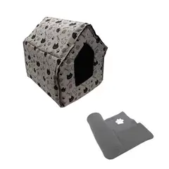 HALLY PET - Casa Para Gatos Mas Cobija Grande Gris