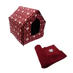HALLY PET - Casa Para Gatos Mas Cobija Grande Vinotinto