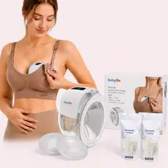 BABY ON - Extractor De Leche Portátil Inalámbrico Manos Libres +COMBO — 9 Niveles 3 Modos Silicona Recargable