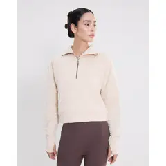 ATMOS - Chaqueta Acolchada Half Zipper Fit Relajado Para Mujer Crema