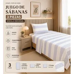 GENERICO - Juego de Sábanas Sencillas Twin100x190 Sensación Algodón Suaves y duraderas