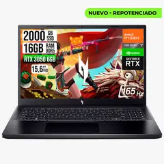 ACER - Portatil V15 AMD RYZEN 7 7445HS RTX 3050 6GB SSD 2TB RAM 16GB LED FHD 165HZ