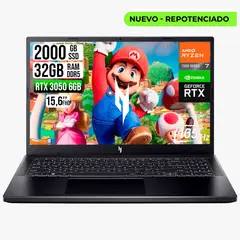 ACER - Portatil V15 AMD RYZEN 7 7445HS RTX 3050 6GB SSD 2TB RAM 32GB LED FHD 165HZ