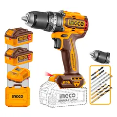 INGCO - Taladro Inalámbrico de impacto 20V 86Nm 2 Baterías 4.0Ah UCIDLI208689