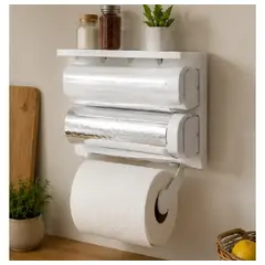 GENERICO - Dispensador De Cocina Triple Organizador Papel Vinipel