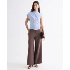 SEVEN SEVEN - Pantalón Tiro Alto Bota Amplia Para Mujer Café
