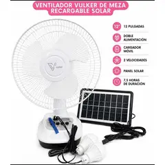 GENERICO - Ventilador recargable solar y corriente eléctrica AC/DC de 12 pulgadas
