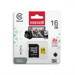 GENERICO - Memoria Micro SD Maxell 16GB Clase 10 Con Adaptador SD Alta Velocidad