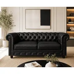 LJ HOME - Sofá 2 puestos 1.80 Chesterfield Capitoneado Chester Premium Café