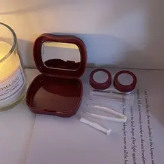 GENERICO - Estuche para Lentes de Contacto con Espejo y Accesorios Diseño Corazón Portátil