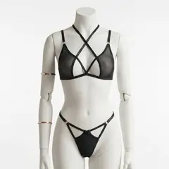 GENERICO - Conjunto Lencería Ropa Interior Para Mujer Brasier Tanga Aberturas Ajustable