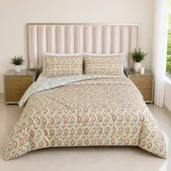 HOGARETO - Edredón Doble Faz Cama Doble 140x190cm Botánico