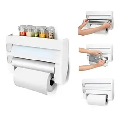 GENERICO - Dispensador Rollo Papel Cocina 4 en 1 Cortador Aluminio Papel