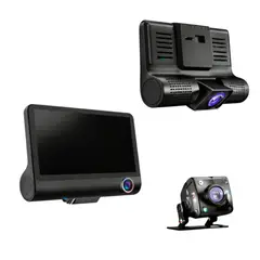 GENERICO - Video Cámara Dvr para Carro 3 Lentes Frontal y Reversa Interno Genérico