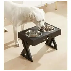 PELUDINES - Comedero-bebedero Para Perros Altura Ajustable - Plato Acero