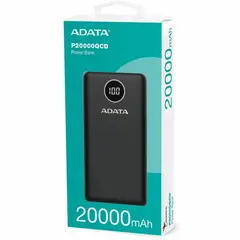 ADATA - P20000QCD Power Bank 20000mAh Carga Rápida con pantalla QCPD USB-C, Negro