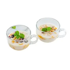 GENERICO - Set 2 Tazas Vidrio Transparente Para Café,vasos Mug Con Asa, Tazas Multiusos